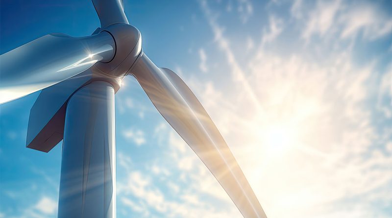 Close-up image of a wind turbine to support supply chain concerns for global wind industry article