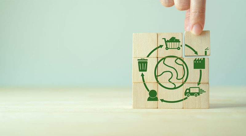 Image of some building blocks put together in the same of a cycle with different supply chain pointers in each to support sustainable supply chain article