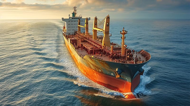Digital image of a large shipping ship crossing the Red Sea to support Maersk article