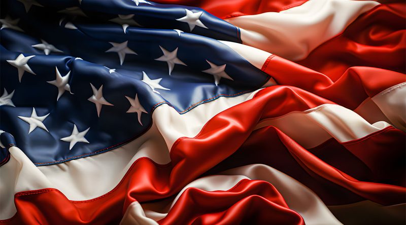 Image of the American flag blowing in the wind to support U.S. defense article