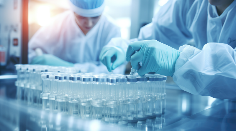 Image of two healthcare manufacturing professionals working in a laboratory to support supply chain resilience article
