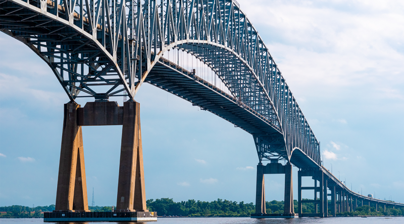 Image of the Baltimore bridge that collapsed to support supply chain issues article
