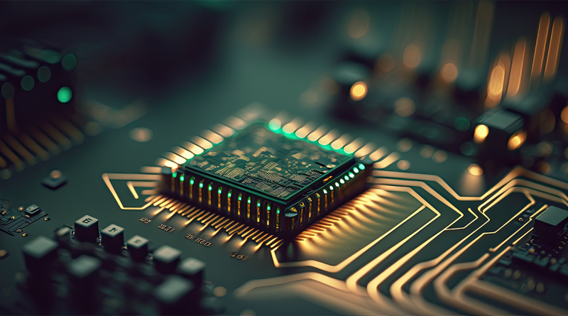 Digital image of a motherboard to represent memory and technology and support Kioxia article
