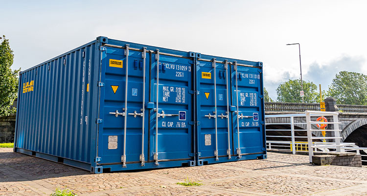 Blue shipping container