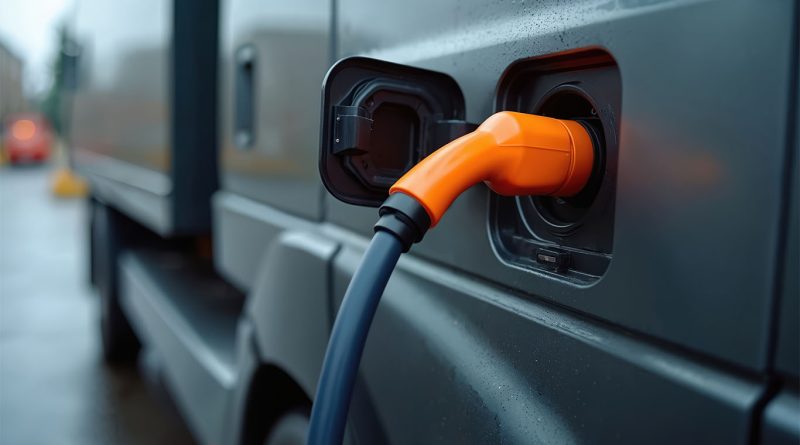 EV truck at charging point to support Isuzu article