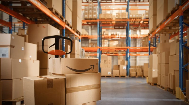 Amazon warehouse full of packages to support tariffs article