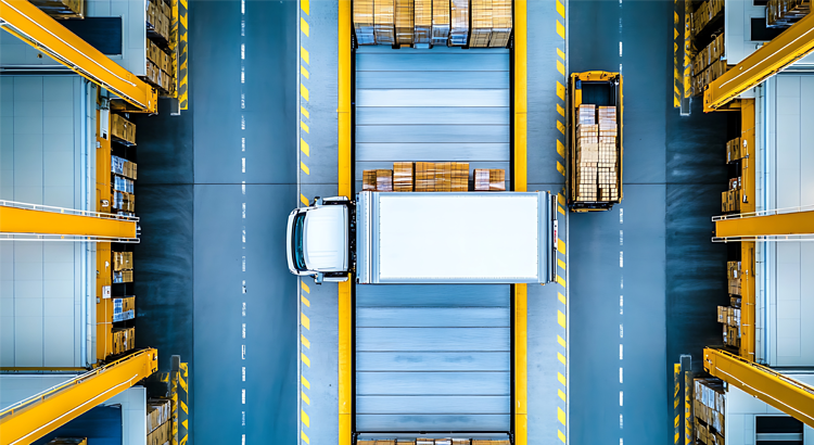 Supply chain logistics with lorry and warehouse