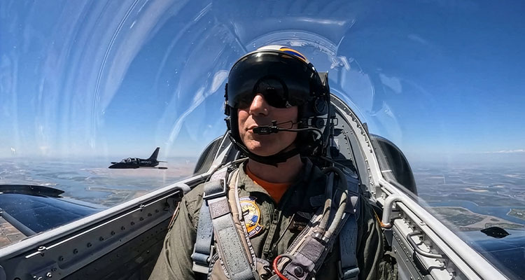 cockpit of a Northrop T-38 Talon, a twin-engine supersonic jet trainer aircraft