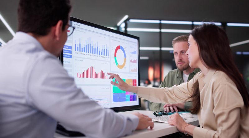 Data dashboard visualizing predictive analytics insights in a global supply chain network with AI models and connected logistics data